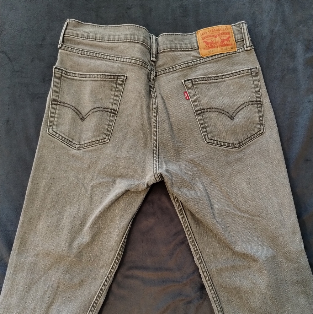 Levis 514 Straight Fit Jeans Size 33x30 Gray Denim Stretch Mens